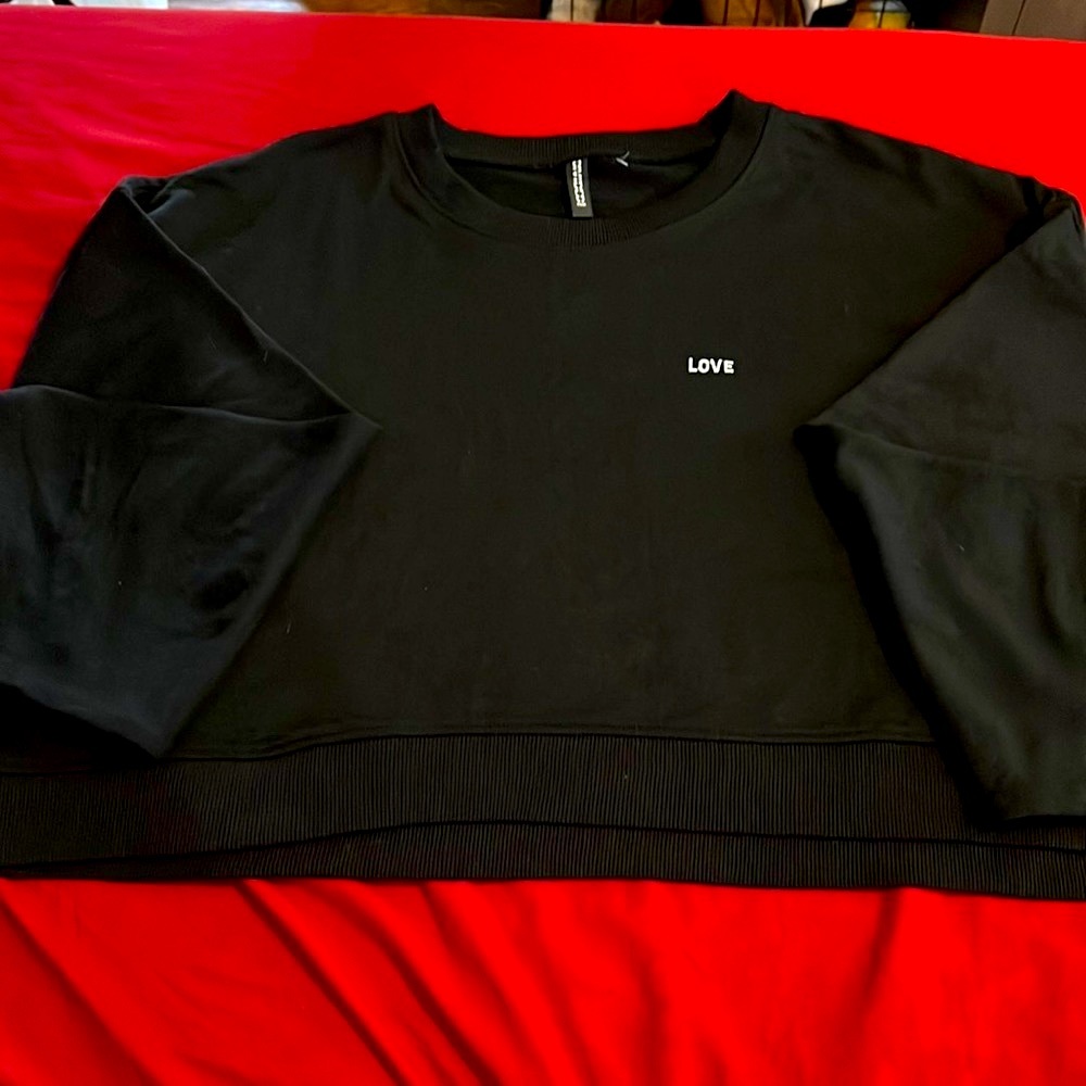 H&M Black Sweatshirt with LOVE Logo on the left side NEW